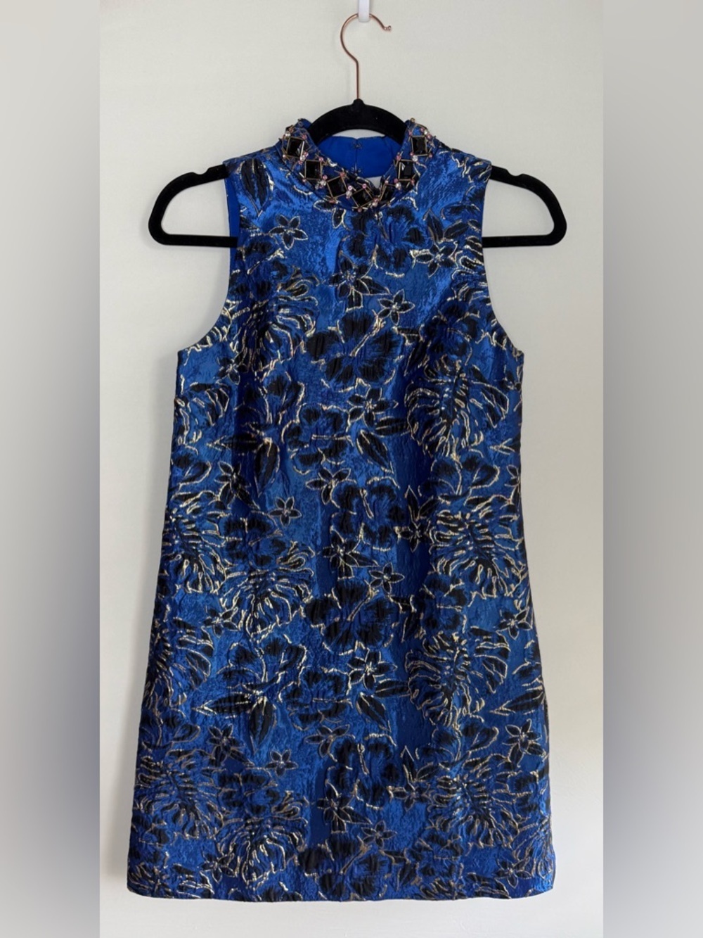 Lilly Pulitzer Brandi Shift Dress Blue Grotto Twilight Floral Brocade • size 00